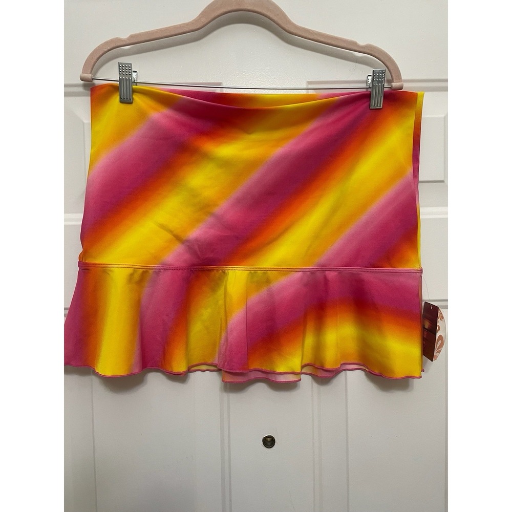 VTG NWT Joe Boxer Swim Cover Up Skirt Yellow Orange Pink Beach Resort Swimwear